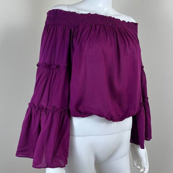 Free People Free Spirit Women Size S Off The Shoulder Wide Sleeve Cropped Top - Picture 9 of 13